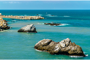 Rocks in the Mediterranean Sea at Algiers, Algeria, a Nature Photo by Leonid Andronov