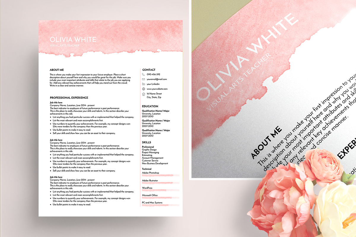 creative resume template ms word, a Resume Template by PinkJellyfish (Photo 4 of 6)