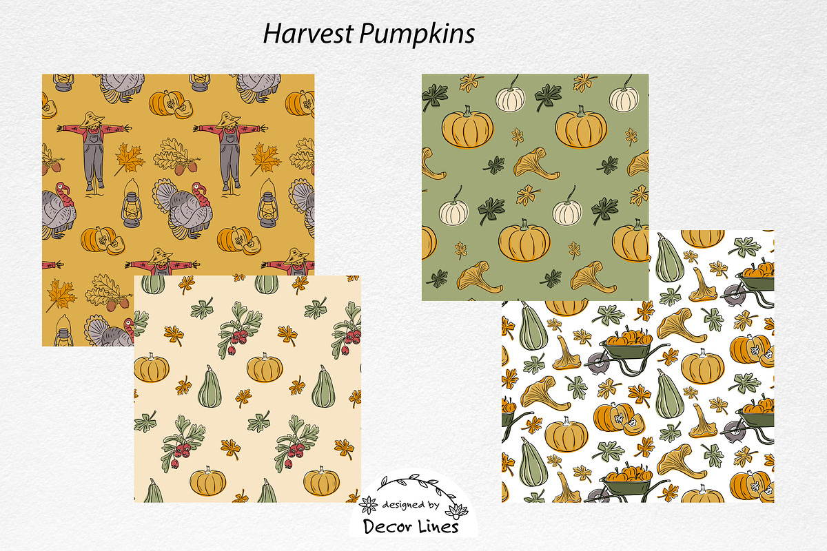 Thanksgiving Seamless Patterns, a Pattern Graphic by Decor Lines (Photo 4 of 10)