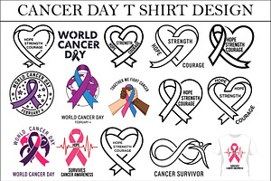 Cancer Awareness T Shirt Design Set, a Healthcare Illustration by balal
