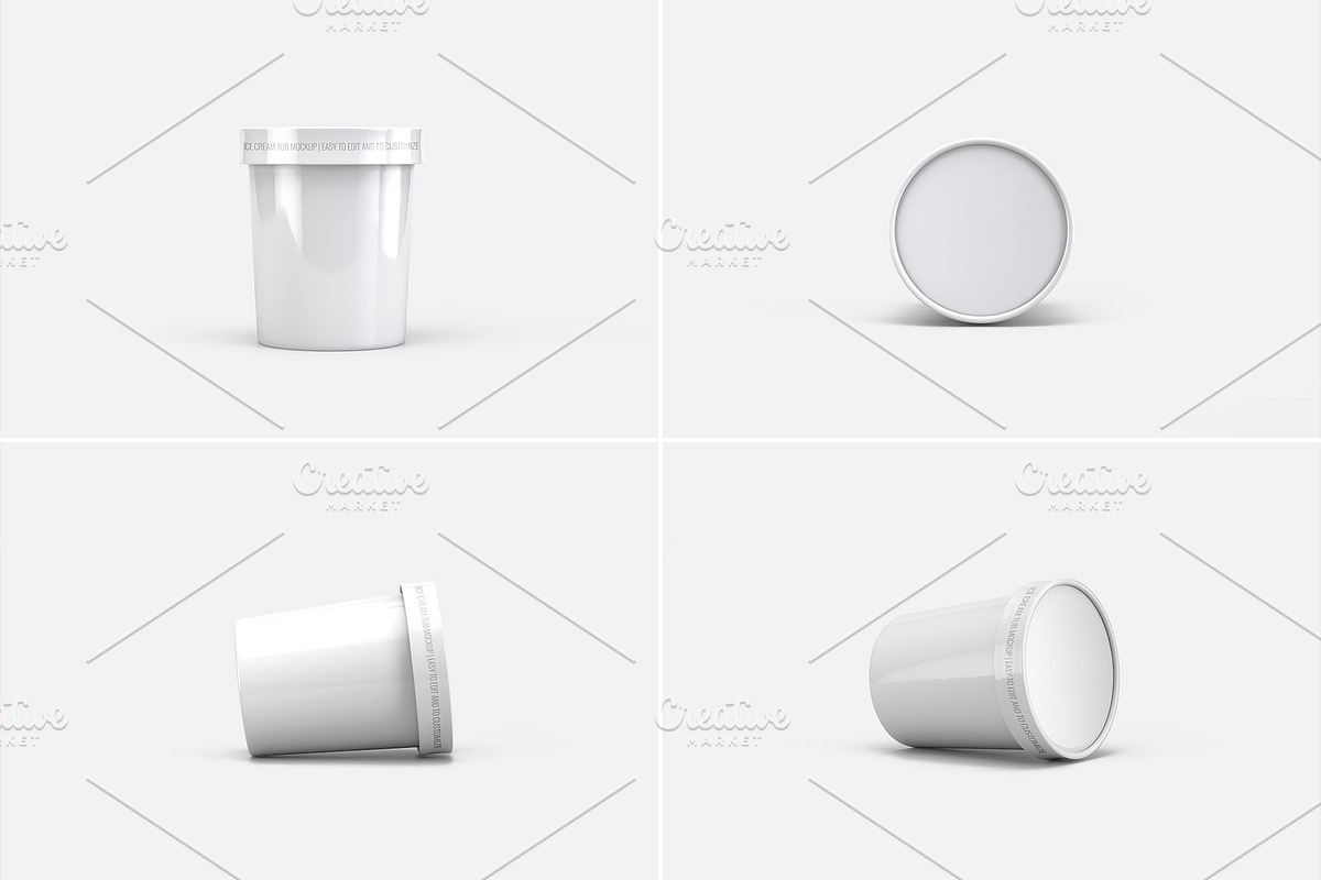 Ice Cream Tub Mockup - 8 views, a Packaging Mockup by Illusiongraphic (Photo 17 of 19)