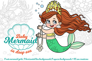 Mermaid in deep sea coloring pages
