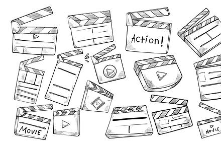 cinema clapperboard handdrawn, an Object Graphic by nikagraphic