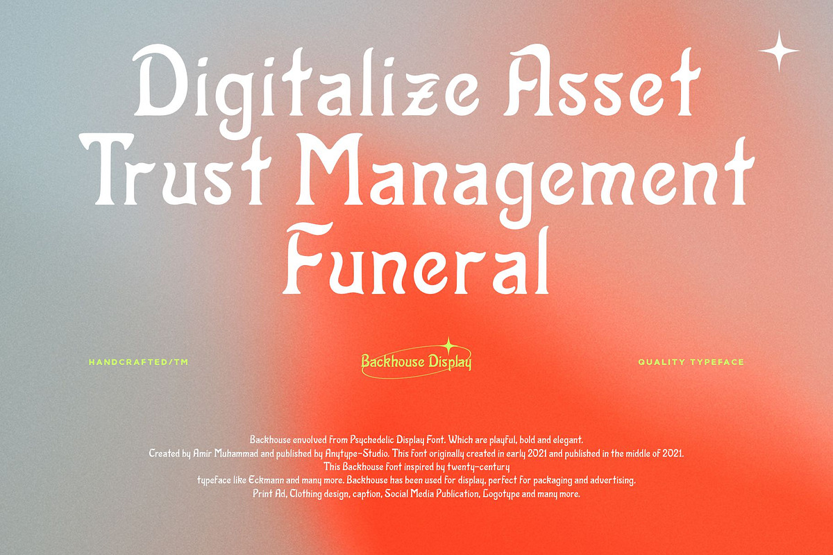 Backhouse Display Font, a Sans Serif Font by Any-Type® Foundry (Photo 2 of 11)
