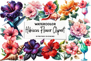 Hibiscus Flower Watercolor Clipart, an Illustration by DreamArtGraphic (Thumbnail 1 of 5)