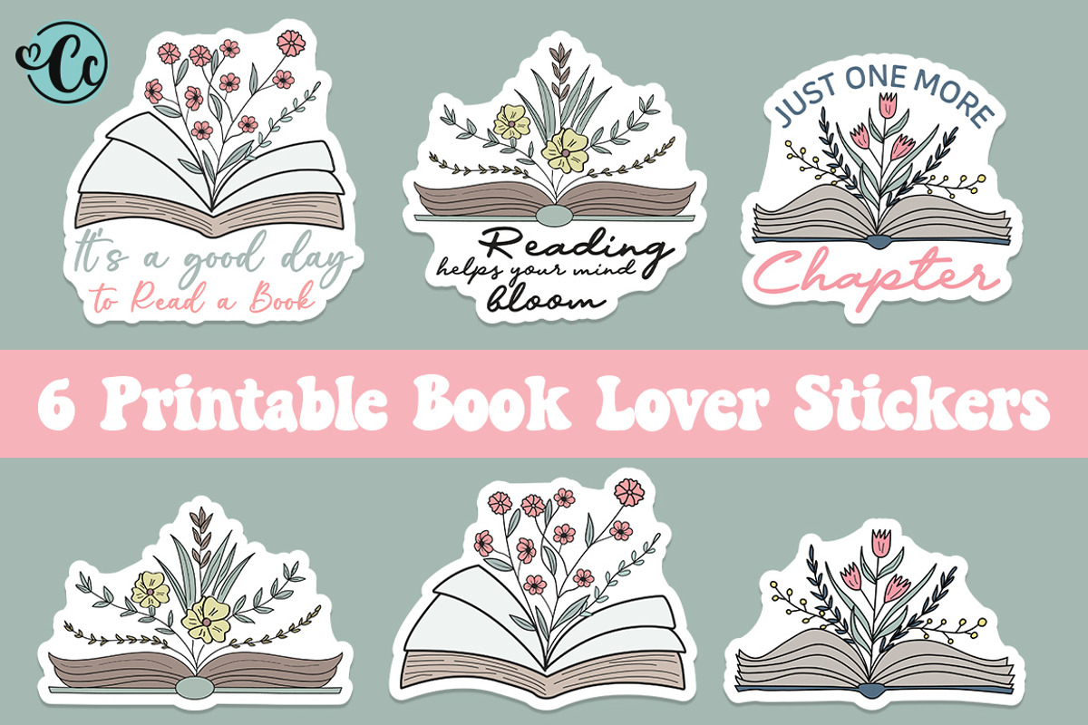 Printable Book Lover Stickers, an Education Illustration by CrazyCraft