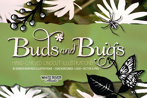 Buds And Bugs Linocuts