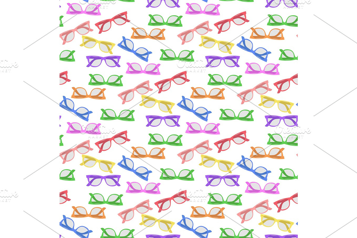 Vector colorful glasses seamless pattern, an Illustration by alex.hliv