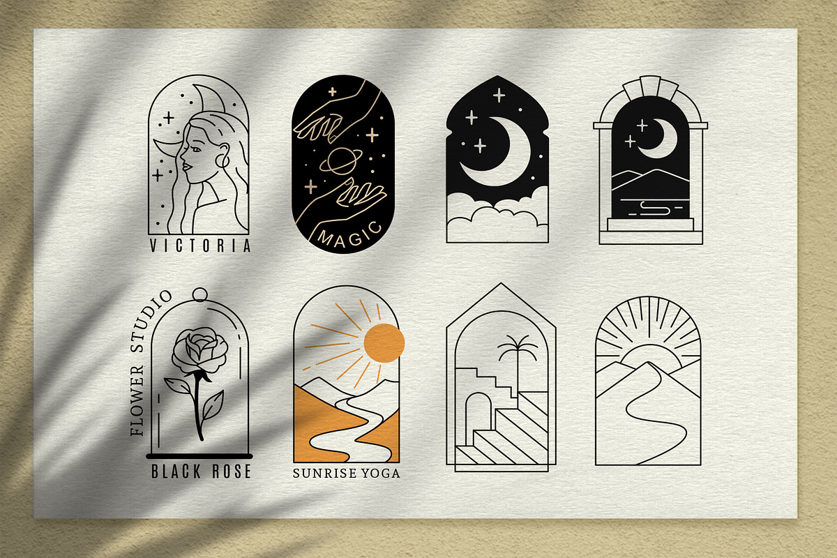 Arch line logo. Female art emblems., an Illustration by bioraven (Photo 3 of 11)