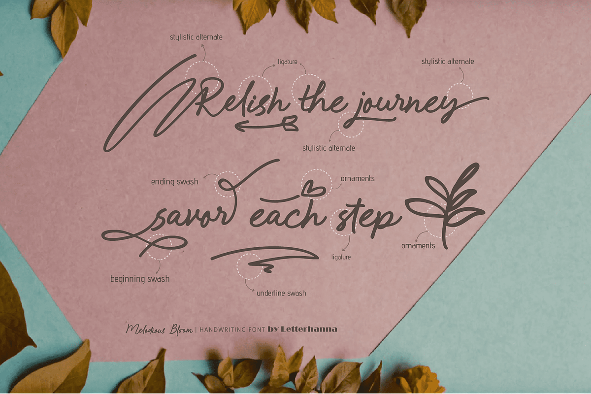Melodious Bloom Font, a Handwritten Font by Letterhanna Studio (Photo 3 of 16)