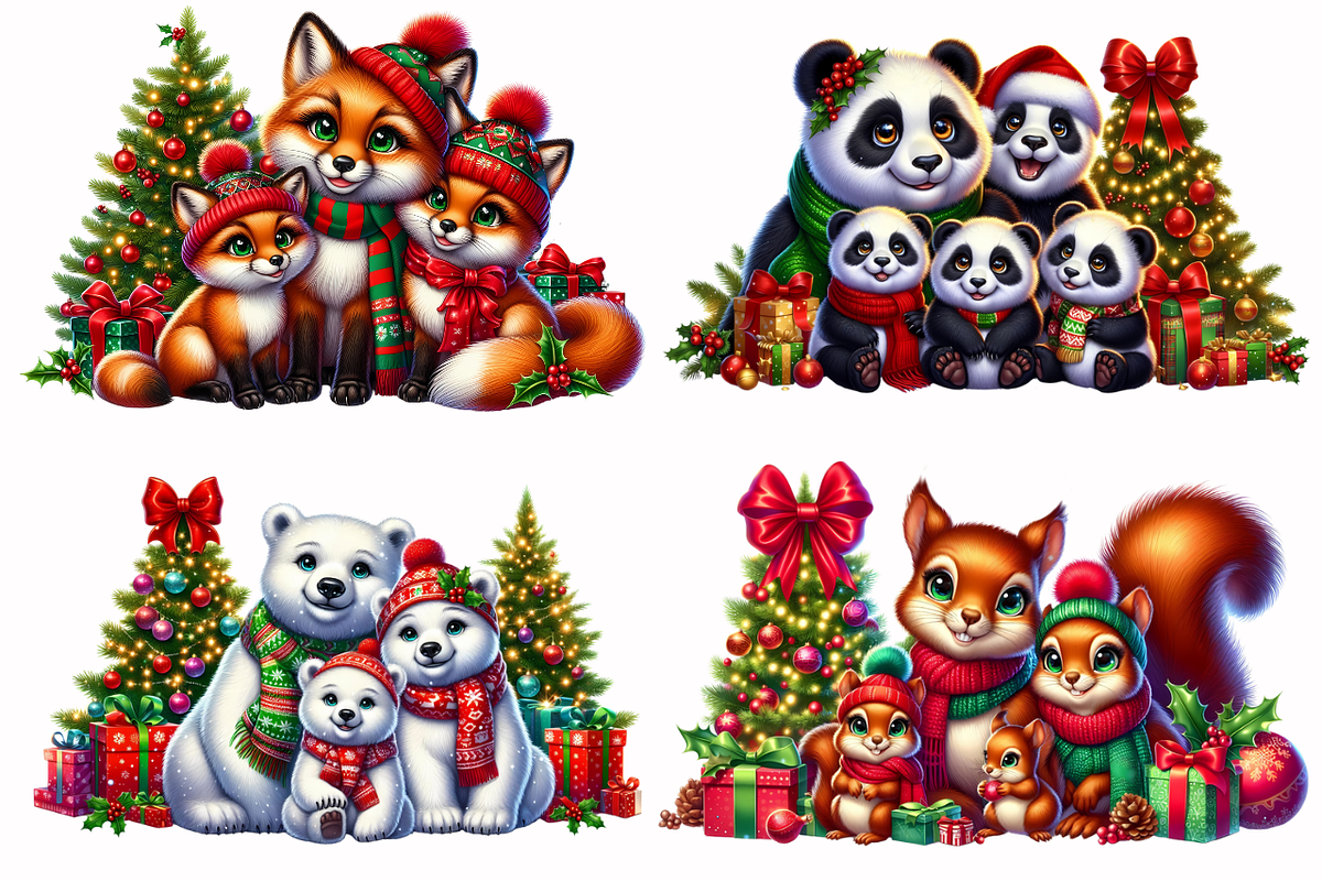 Christmas animal families, an Animal Illustration by AnetArtStore (Photo 4 of 8)