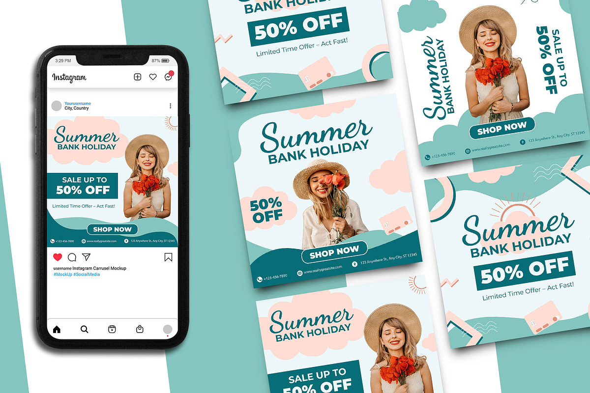Summer Instagram Post Template, a Social Media Template by Artnivora.Std