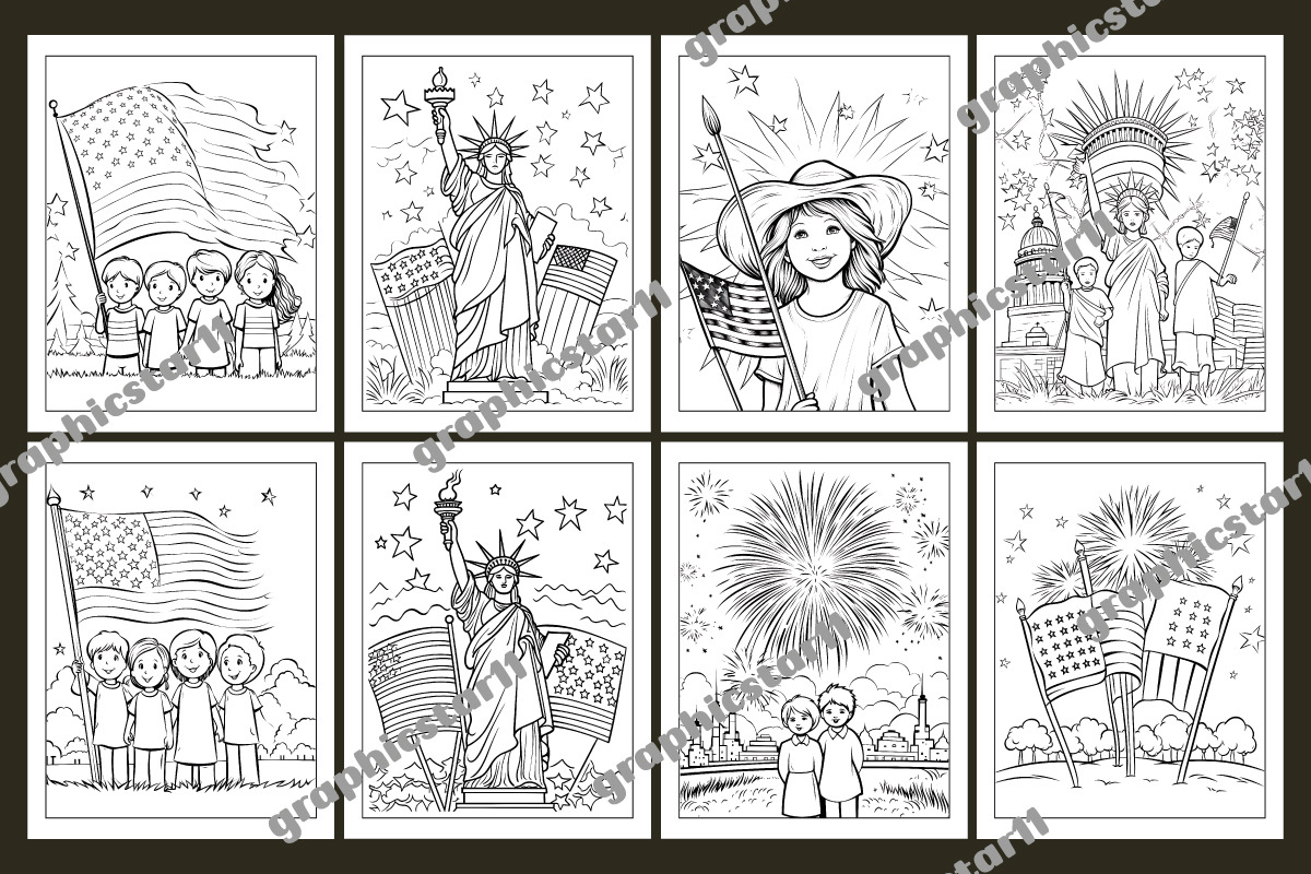 4 th of July Coloring Pages, an Object Graphic by protabsorkar11 (Photo 4 of 4)