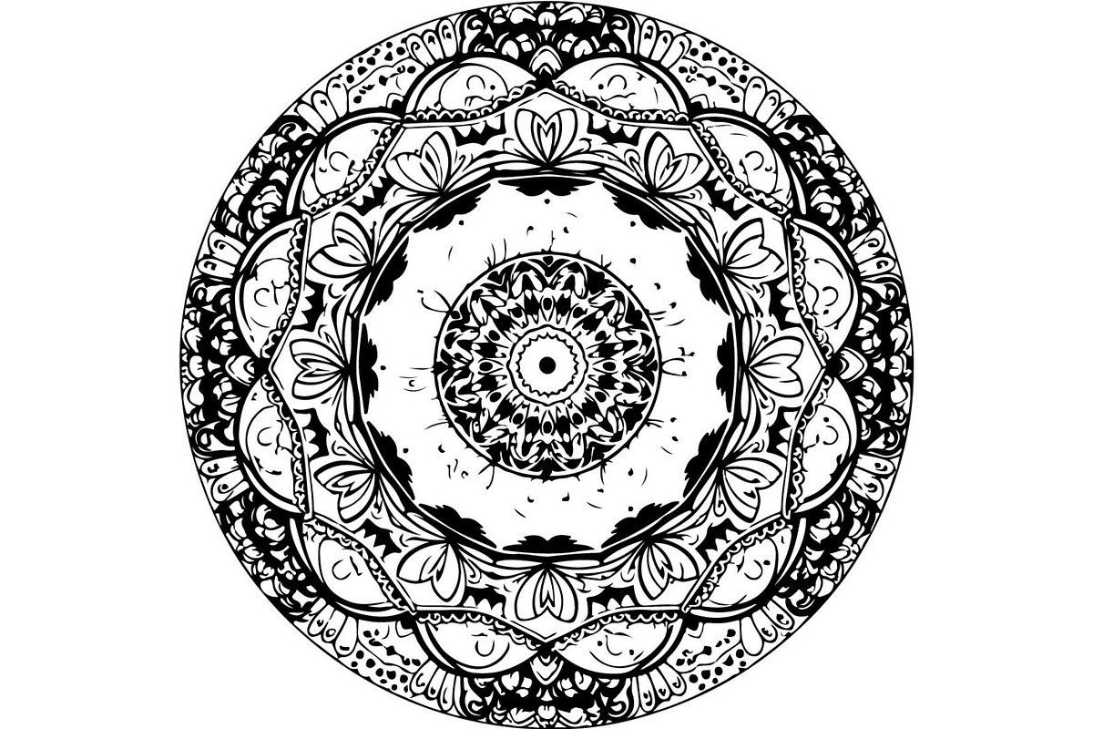 Black Floral Mandala Vector Bundle, a Decorative Illustration by Designer_Momina (Photo 9 of 21)