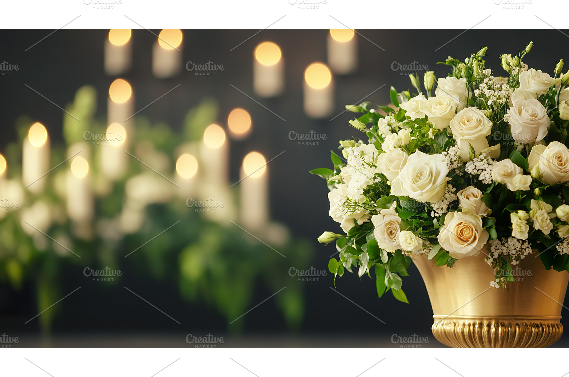 Elegantly arranged white roses and, a Background Photo by Lermont51