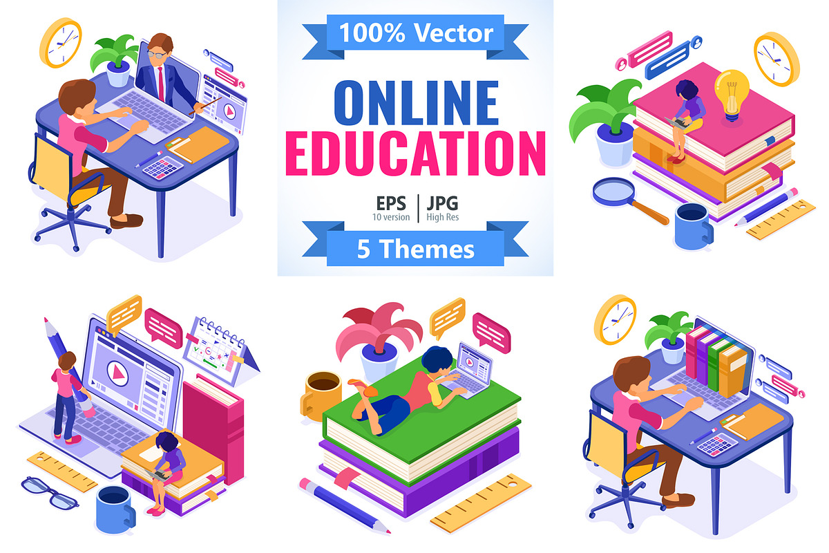 Online distance education from home, an Education Illustration by TAlex (Photo 1 of 6)