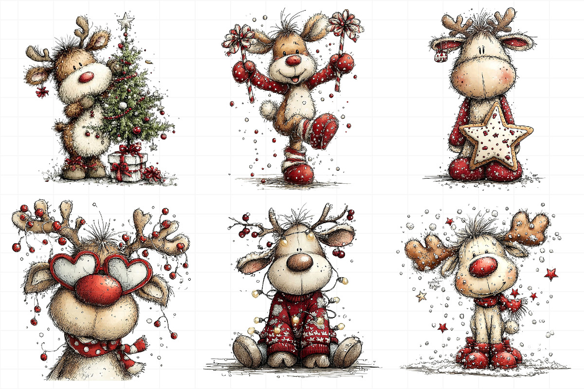Funny Christmas Reindeer Clipart, an Illustration by Daily.Designs (Photo 4 of 8)