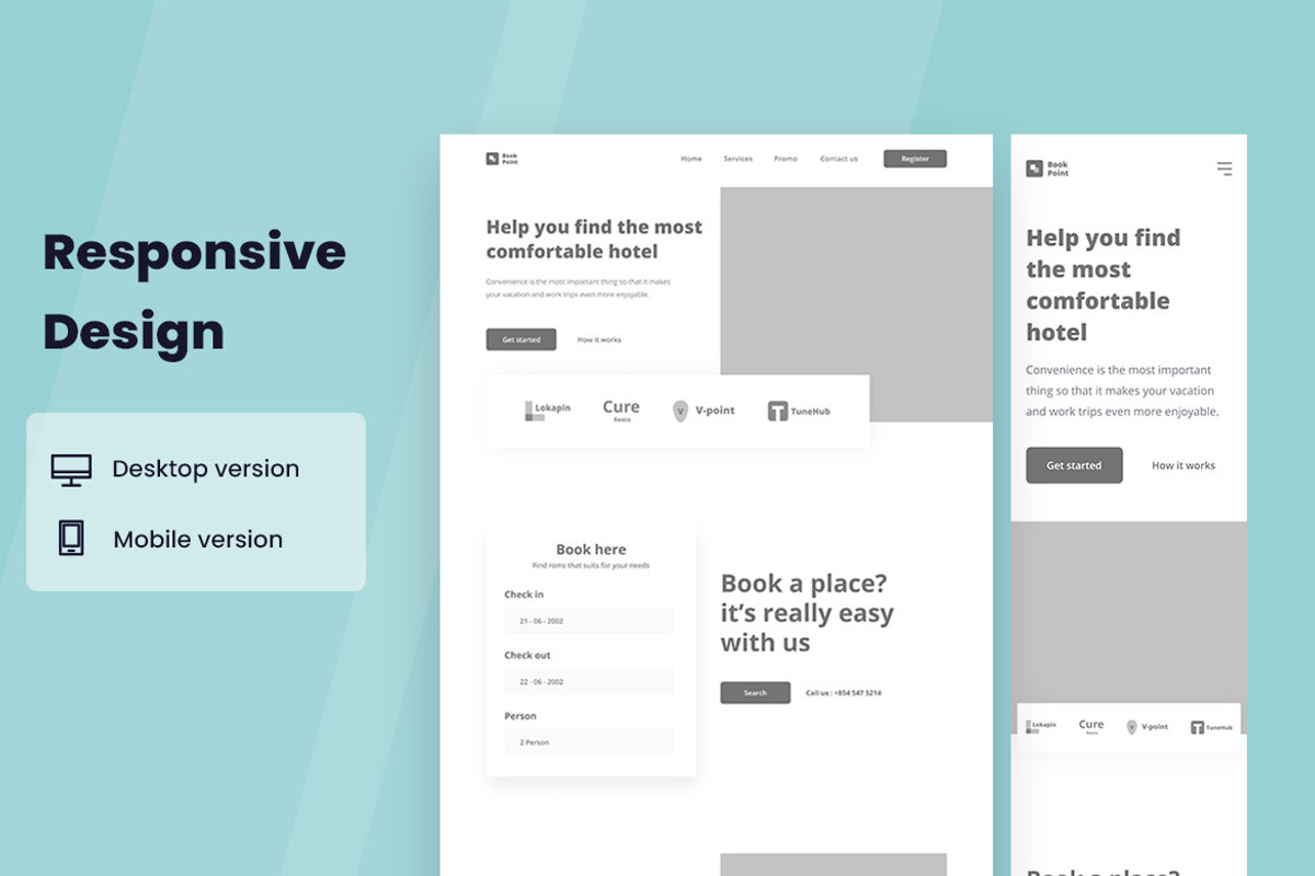 Hotel Booking Wireframe Website