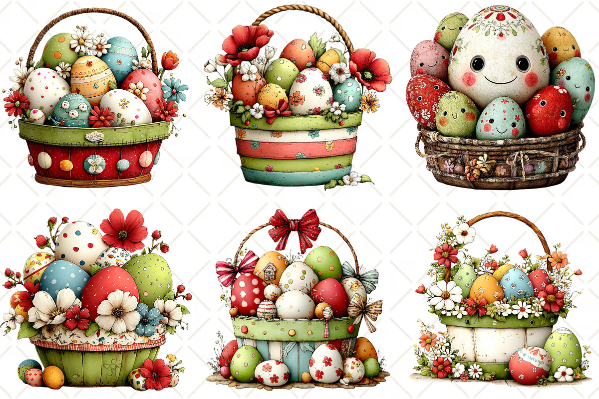 Whimsical Eggs Basket Clipart, an Illustration by Black Bird Studio (Photo 4 of 5)