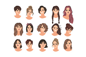 Collection of woman avatars. Pretty, a Person Illustration by Stock-Smart-Start