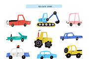 Cute Cars | Hand drawn clipart, a Transportation Illustration by Olia (Thumbnail 2 of 11)