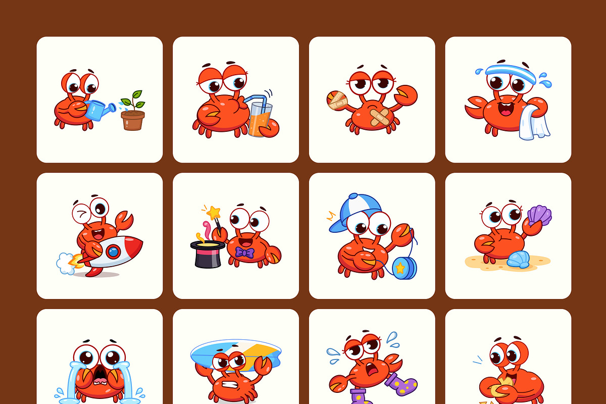 100 Crab Flat Vector Icons, an Emoji Icon by Brickclay (Photo 11 of 11)