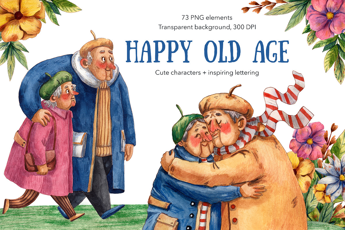 Happy Old Age - Watercolor Set, a Person Illustration by Mashamashastu (Photo 1 of 13)