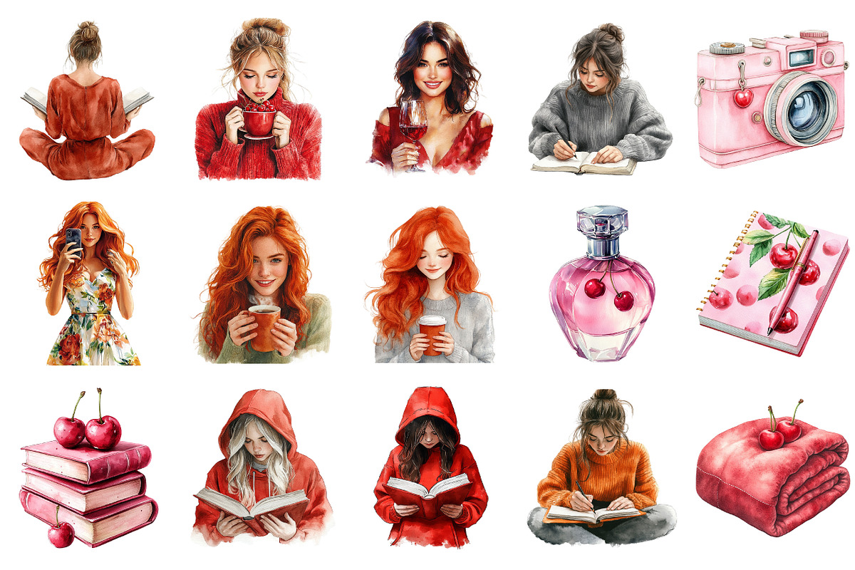 Red Cherry Planner Clipart, an Illustration by Daily.Designs (Photo 2 of 5)