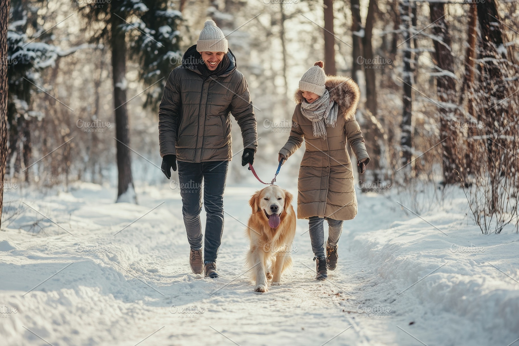 Happy family on an outdoor winter, a Photo by Pavel_design