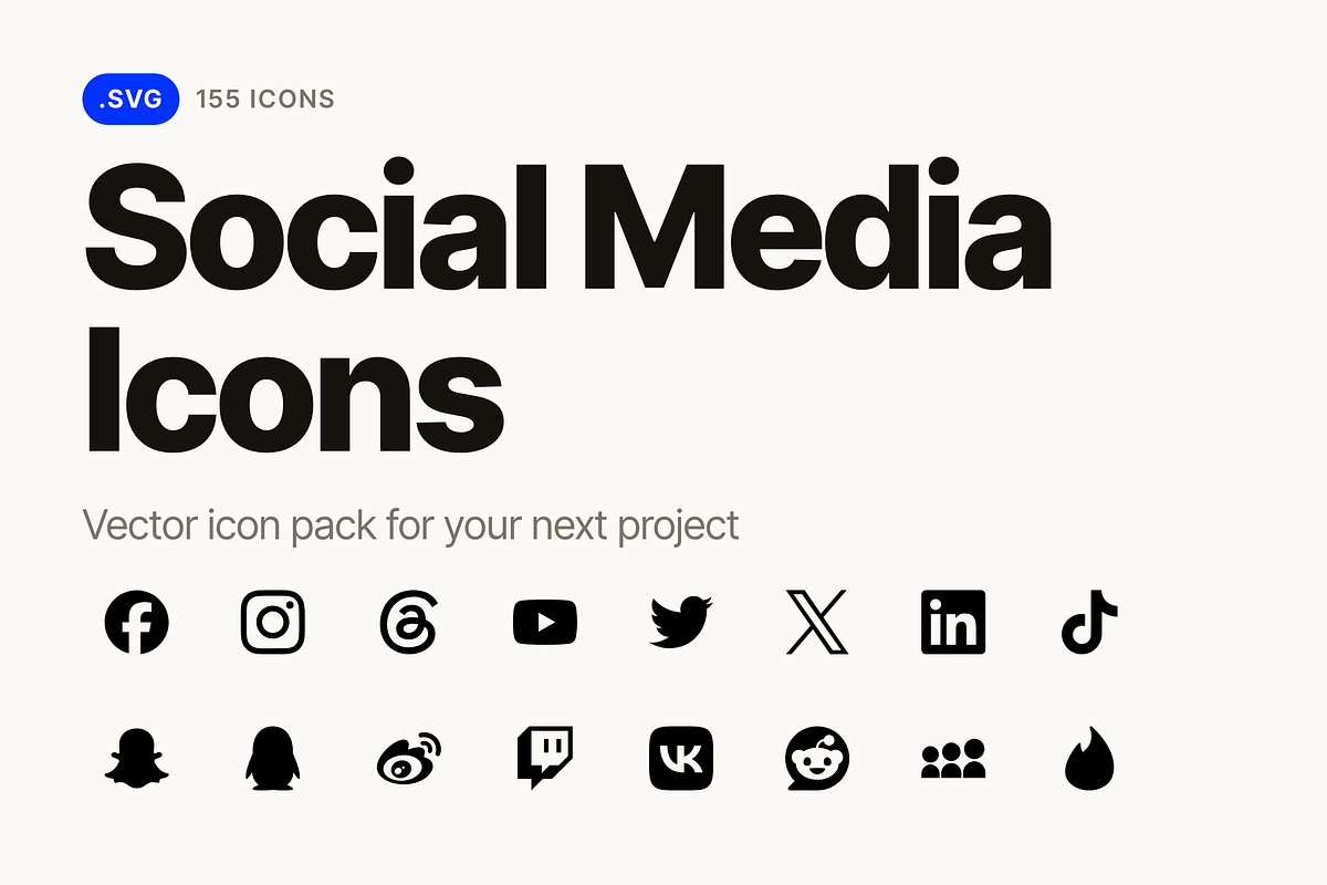 155 Social Media Icons SVG Bundle, a Solid Icon by Design Bits (Photo 1 of 6)