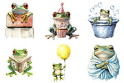 Frog Nursery Clipart Sublimation, an Illustration by Watercolor design (Thumbnail 3 of 4)