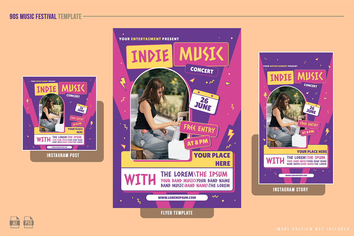 90s Music Festival Template, a Print Template by NOX Labs