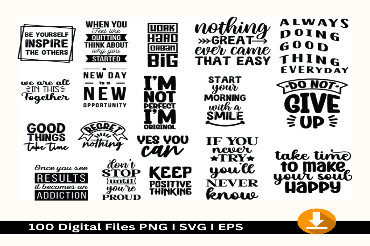 100 Inspirational Quote-Bundle, an Object Graphic by Jadugar Design Studio (Photo 9 of 19)
