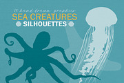 Sea Creature Silhouettes, an Animal Illustration by Cheeky Lemons (Thumbnail 1 of 2)