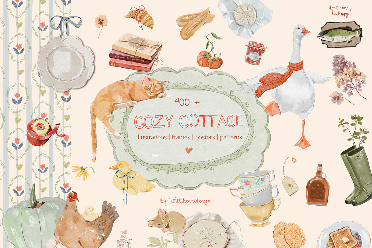 Cottagecore Clipart, Frames, Prints, a Decorative Illustration by whiteheartdesign (Photo 1 of 34)
