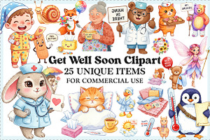 Get Well Soon Clipart, an Illustration by Craft Nest