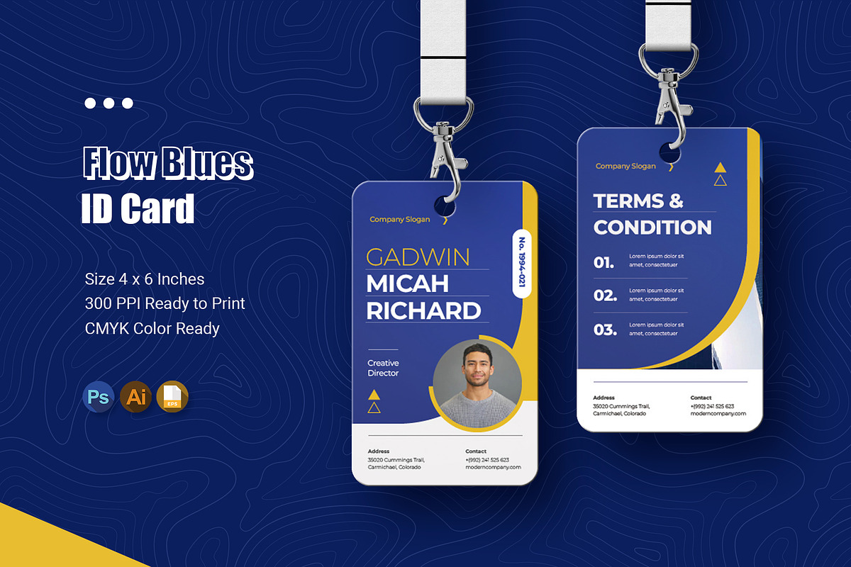 Flow Blues ID Card, a Card Template by Esensifiksi.studio
