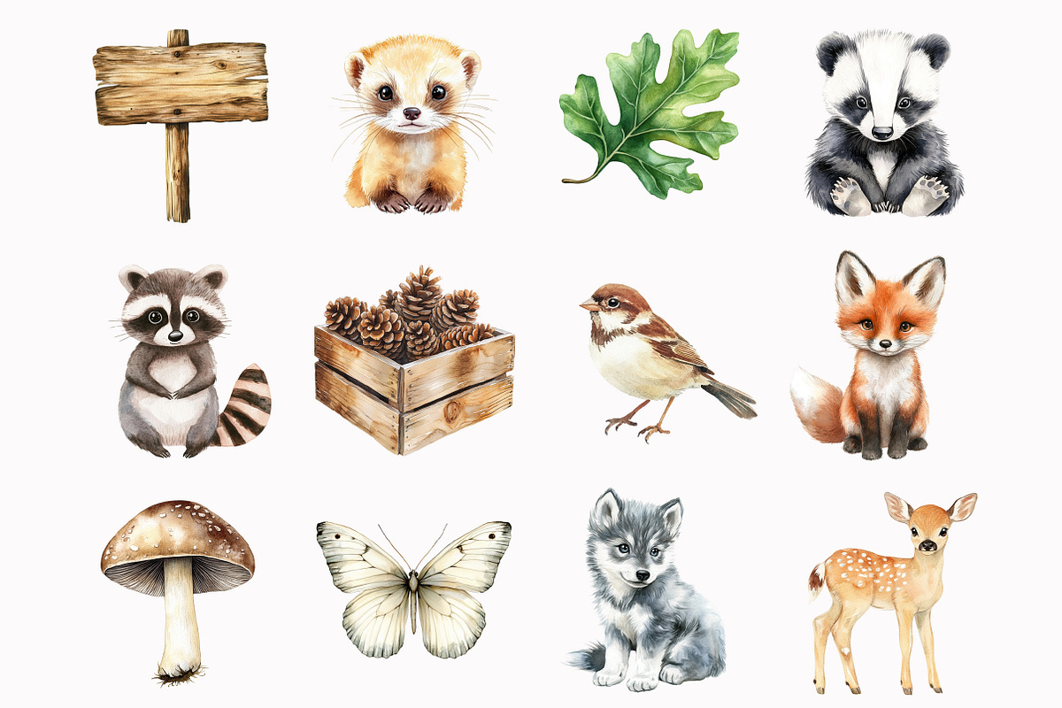 Little Woodland Friends Clipart, a Seasonal Illustration by Design Market (Photo 2 of 5)