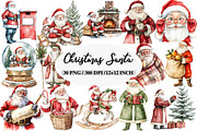 Vintage Christmas Santa Clipart, an Illustration by Daily.Designs (Thumbnail 1 of 5)