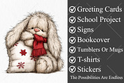 Whimsical Christmas Bunny Clipart, a Seasonal Illustration by Canvas Craft (Thumbnail 3 of 10)