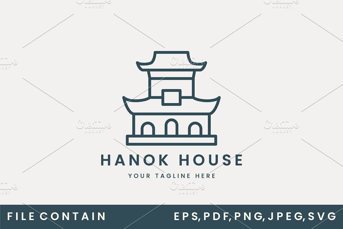 hanok house minimalist line art logo, a Branding & Logo Template by SD 22