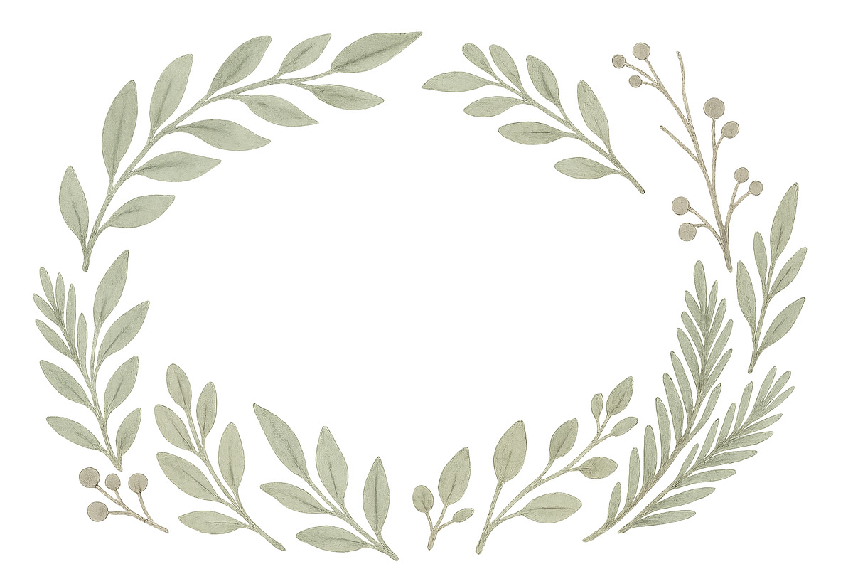 Olive branch wreath with simple leav, an Illustration by Dvoevnore photos