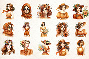 Amber Summer Vintage Woman Clipart, an Illustration by Rose Art (Thumbnail 2 of 7)