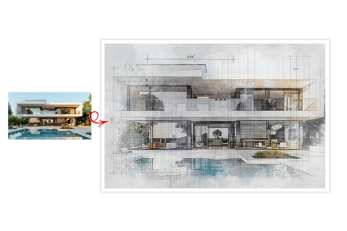 House Concept Sketch Art Effect, an Action Add-On by MRI STUDIO (Photo 14 of 29)