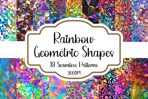 Rainbow Geometric Shapes Patterns, a Pattern Graphic by PrintablesByFranklyn