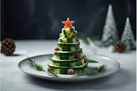 Christmas tree appetizer. Generate, a Food & Drink Photo by Ylivdesign
