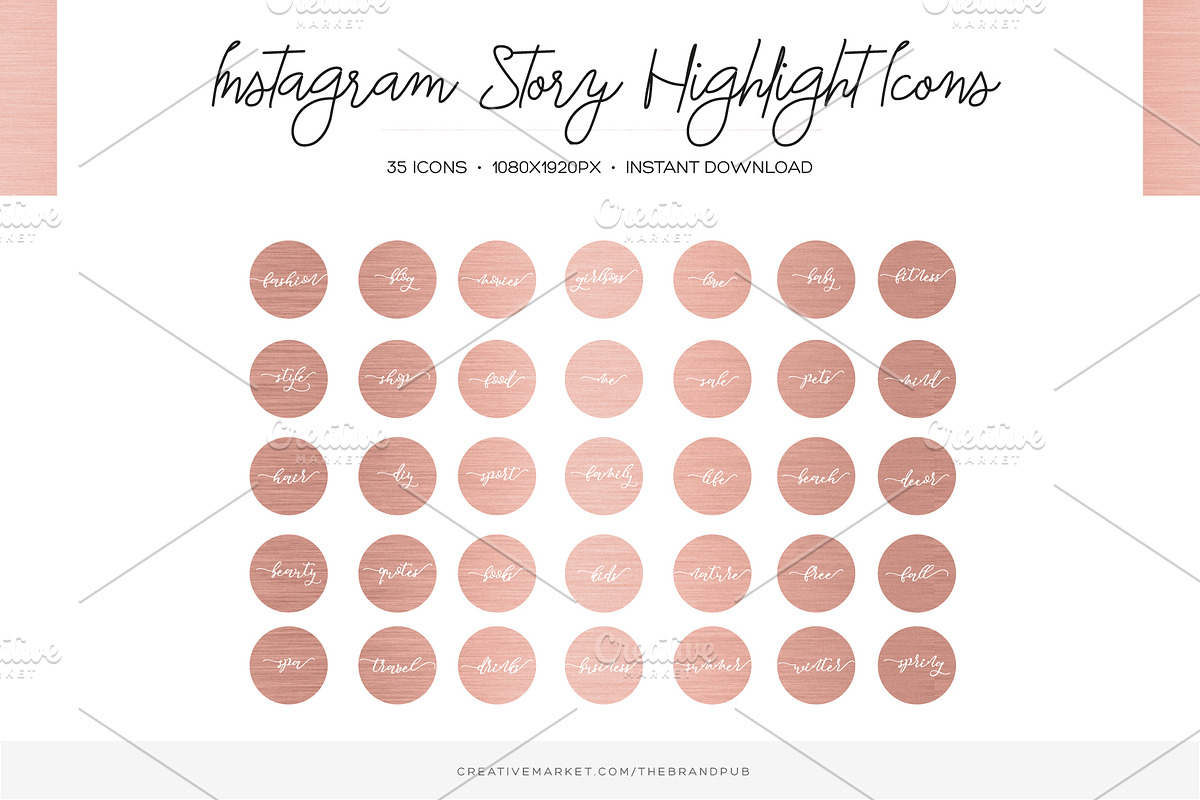 Rose Gold Instagram Highlight Covers, a Social Media Template by The Brand Pub (Photo 2 of 3)