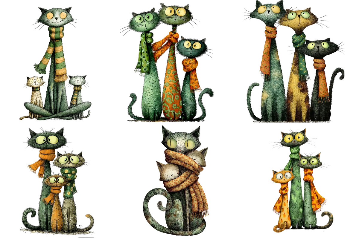 Quirky Christmas Cat Gang Clipart, an Illustration by DreamArtGraphic (Photo 4 of 5)
