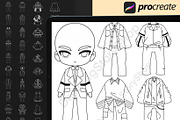 100 Procreate Chibi Clothes Stamp, a Brush Add-On by DrawingStoryShop (Thumbnail 2 of 5)