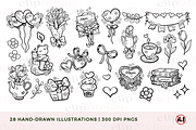Girly Mother's Day Line Drawings, a Seasonal Illustration by TheClipAtelier (Thumbnail 2 of 3)